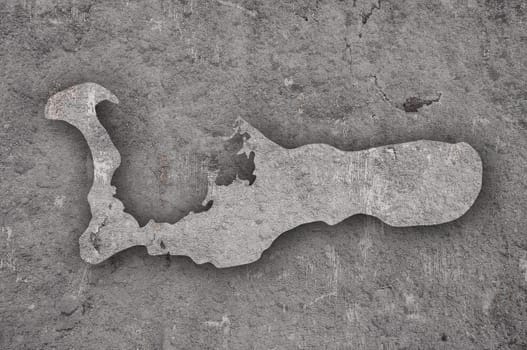 Map of Grand Caiman Island on weathered concrete