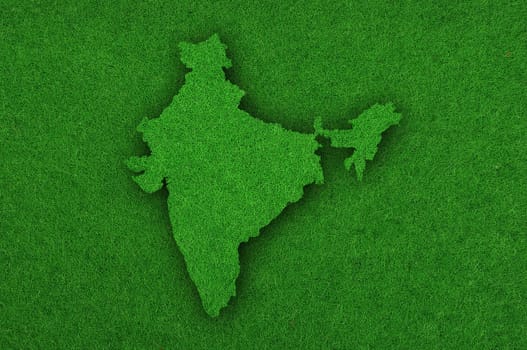 Map of India on green felt