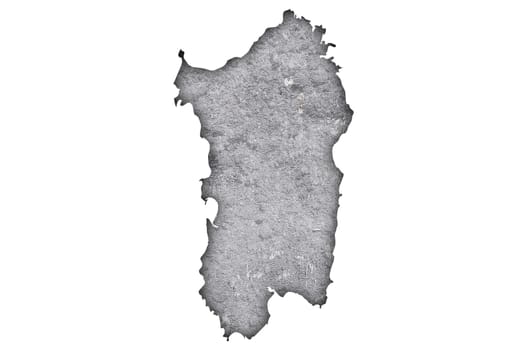 Map of Sardinia on weathered concrete