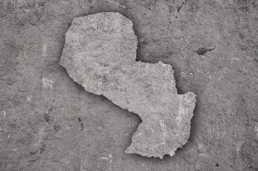 Map of Paraguay on weathered concrete