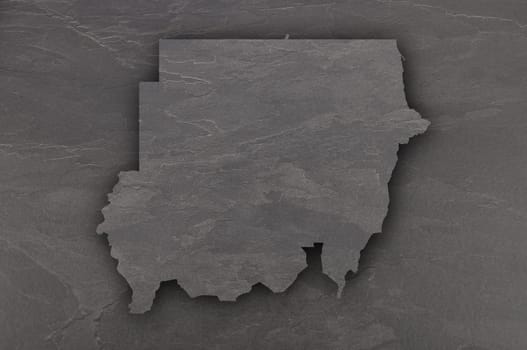 Map of Sudan on dark slate