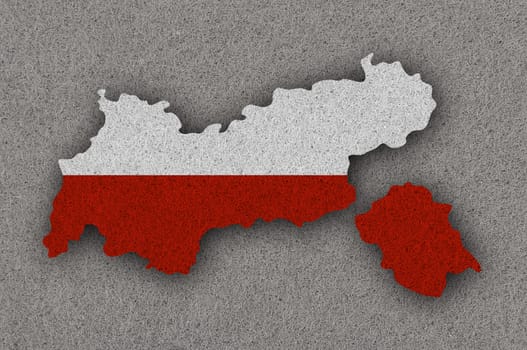 Map and flag of Tyrol on felt