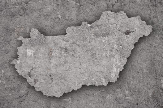 Map of Hungary on weathered concrete