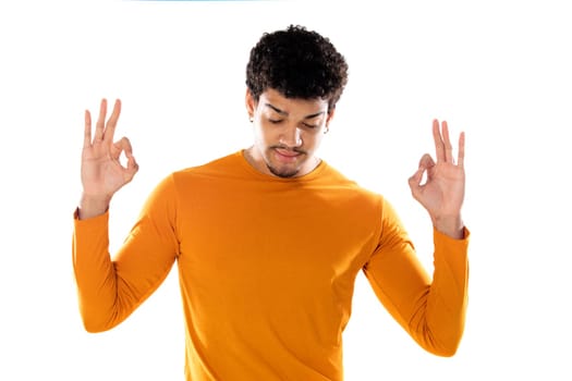 Afro guy saying Ok isolated on a white background
