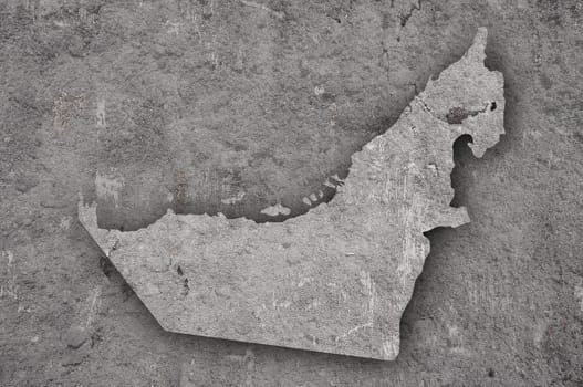 Map of United Arab Emirates on weathered concrete