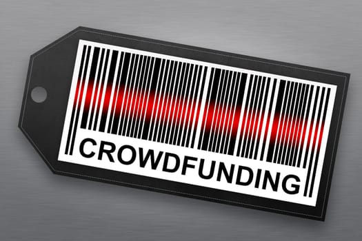 crowdfunding barcode with stainless steel background