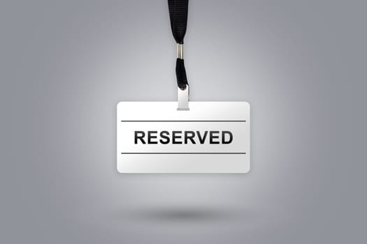 reserved on badge with grey radial gradient background