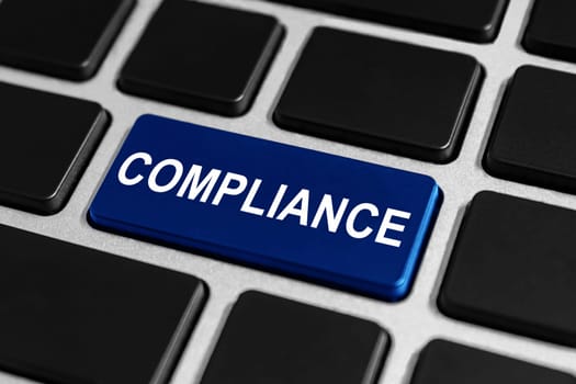 compliance blue button on keyboard, business concept