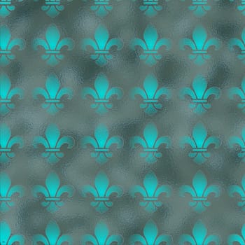 Royal Lily Fleur de Lis Seamless Pattern. illustration. Classical French golden fleur-de-lis seamless pattern with a repeat motif in square format. Background, border, wallpaper, fabric design