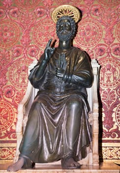 Vatican,Italy-April 04,2014:Statue of St. Peter  made Arnolfo di Cambio in the 13th century