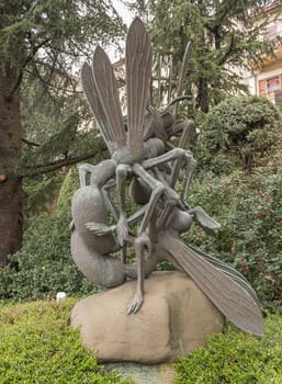 San Marino- April 05,2014: Sculpture "Bees"" by sculptor Bini near stone quarry crossbowmen (Cava dei Balestrieri)"