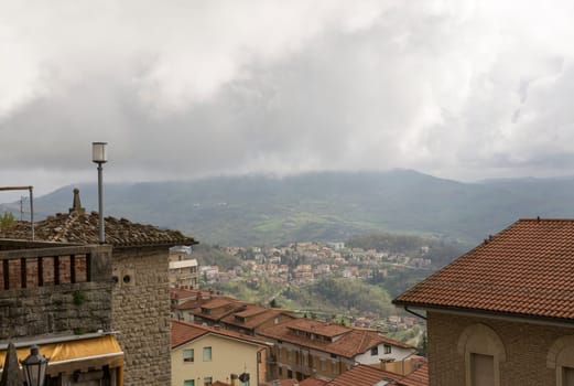 View from the mountain in San Marino. Italy