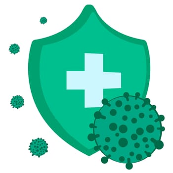 Antivirus stop virus shield sign vector illustration on a white background isolated