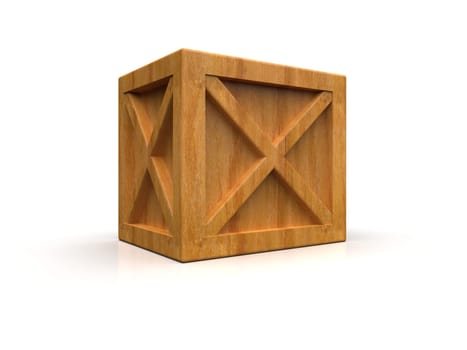Shipment Sealed Goods Wooden Box isolated on White Background, Pallet Cargo Case Industrial Crate or Container Box for Storage, Logistic Transportation and Delivery, Warehouse Concept, 3d Illustration