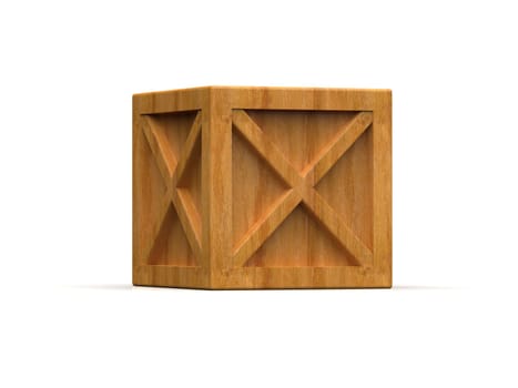 Shipment Sealed Goods Wooden Box isolated on White Background, Pallet Cargo Case Industrial Crate or Container Box for Storage, Logistic Transportation and Delivery, Warehouse Concept, 3d Illustration