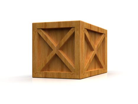 Shipment Sealed Goods Wooden Box isolated on White Background, Pallet Cargo Case Industrial Crate or Container Box for Storage, Logistic Transportation and Delivery, Warehouse Concept, 3d Illustration