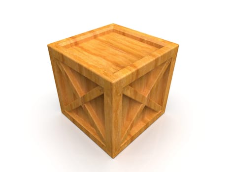 Shipment Sealed Goods Wooden Box isolated on White Background, Pallet Cargo Case Industrial Crate or Container Box for Storage, Logistic Transportation and Delivery, Warehouse Concept, 3d Illustration