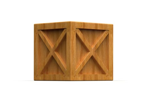Shipment Sealed Goods Wooden Box isolated on White Background, Pallet Cargo Case Industrial Crate or Container Box for Storage, Logistic Transportation and Delivery, Warehouse Concept, 3d Illustration