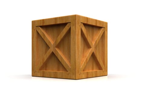 Shipment Sealed Goods Wooden Box isolated on White Background, Pallet Cargo Case Industrial Crate or Container Box for Storage, Logistic Transportation and Delivery, Warehouse Concept, 3d Illustration