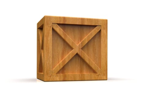 Shipment Sealed Goods Wooden Box isolated on White Background, Pallet Cargo Case Industrial Crate or Container Box for Storage, Logistic Transportation and Delivery, Warehouse Concept, 3d Illustration