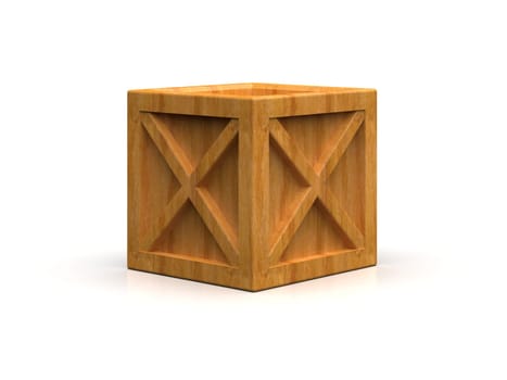 Shipment Sealed Goods Wooden Box isolated on White Background, Pallet Cargo Case Industrial Crate or Container Box for Storage, Logistic Transportation and Delivery, Warehouse Concept, 3d Illustration