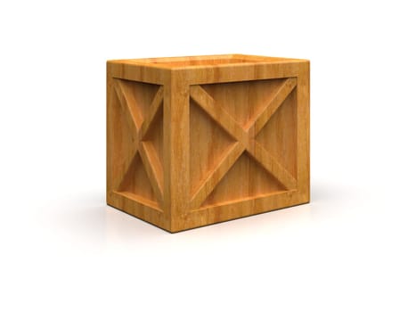 Shipment Sealed Goods Wooden Box isolated on White Background, Pallet Cargo Case Industrial Crate or Container Box for Storage, Logistic Transportation and Delivery, Warehouse Concept, 3d Illustration