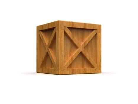 Shipment Sealed Goods Wooden Box isolated on White Background, Pallet Cargo Case Industrial Crate or Container Box for Storage, Logistic Transportation and Delivery, Warehouse Concept, 3d Illustration