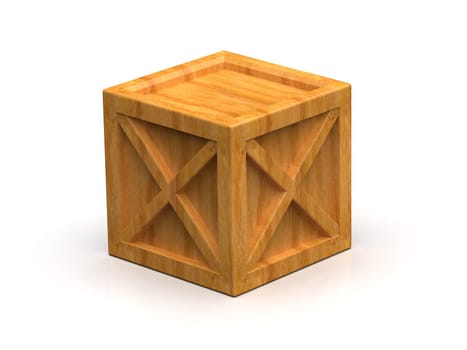 Shipment Sealed Goods Wooden Box isolated on White Background, Pallet Cargo Case Industrial Crate or Container Box for Storage, Logistic Transportation and Delivery, Warehouse Concept, 3d Illustration