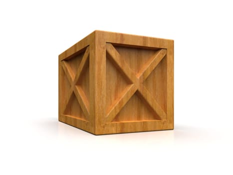 Shipment Sealed Goods Wooden Box isolated on White Background, Pallet Cargo Case Industrial Crate or Container Box for Storage, Logistic Transportation and Delivery, Warehouse Concept, 3d Illustration