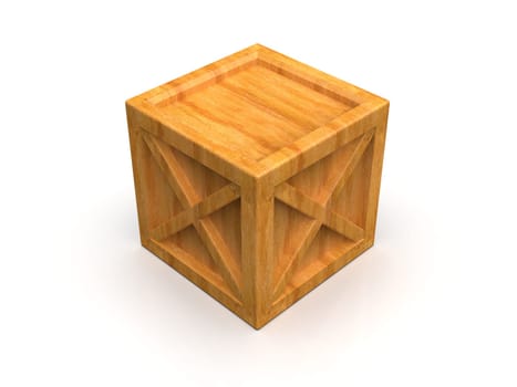 Shipment Sealed Goods Wooden Box isolated on White Background, Pallet Cargo Case Industrial Crate or Container Box for Storage, Logistic Transportation and Delivery, Warehouse Concept, 3d Illustration