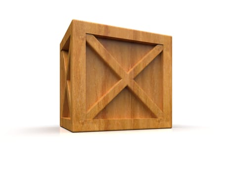 Shipment Sealed Goods Wooden Box isolated on White Background, Pallet Cargo Case Industrial Crate or Container Box for Storage, Logistic Transportation and Delivery, Warehouse Concept, 3d Illustration