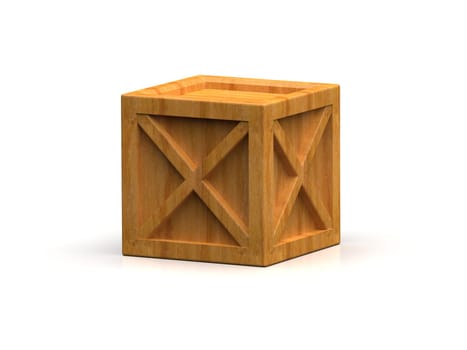 Shipment Sealed Goods Wooden Box isolated on White Background, Pallet Cargo Case Industrial Crate or Container Box for Storage, Logistic Transportation and Delivery, Warehouse Concept, 3d Illustration