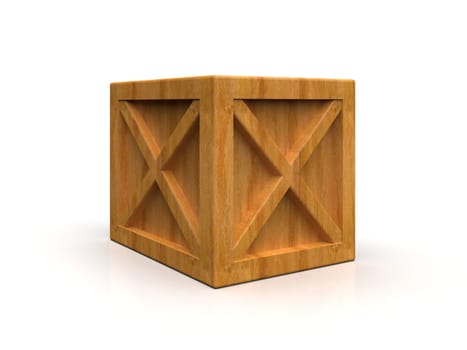 Shipment Sealed Goods Wooden Box isolated on White Background, Pallet Cargo Case Industrial Crate or Container Box for Storage, Logistic Transportation and Delivery, Warehouse Concept, 3d Illustration