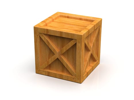 Shipment Sealed Goods Wooden Box isolated on White Background, Pallet Cargo Case Industrial Crate or Container Box for Storage, Logistic Transportation and Delivery, Warehouse Concept, 3d Illustration