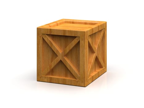 Shipment Sealed Goods Wooden Box isolated on White Background, Pallet Cargo Case Industrial Crate or Container Box for Storage, Logistic Transportation and Delivery, Warehouse Concept, 3d Illustration