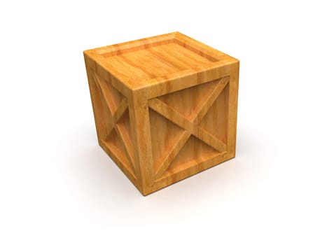 Shipment Sealed Goods Wooden Box isolated on White Background, Pallet Cargo Case Industrial Crate or Container Box for Storage, Logistic Transportation and Delivery, Warehouse Concept, 3d Illustration