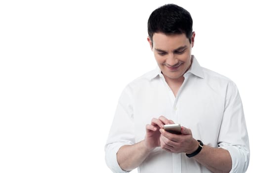 Man messaging from his smart phone