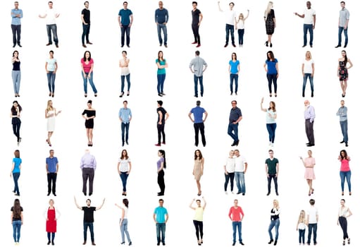 Set of trendy people isolated on white background
