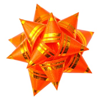 orange bow from top on a white background