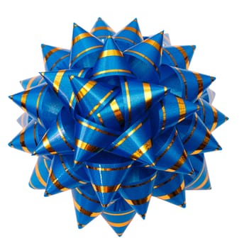 blue bow from top on a white background