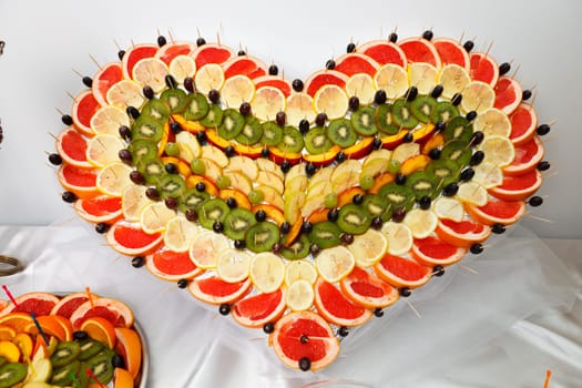 smorgasbord in heart shape of vegetables