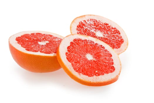 particles of grapefruit on a white background
