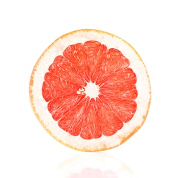 Red Grapefruit Portion On White