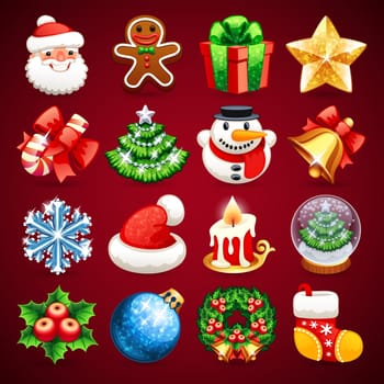 Set of Christmas Icons. In the EPS file each element is grouped separately. Clipping paths included in additional jpg format