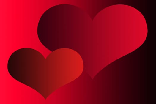 Two red hearts on a red-black background. Wallpaper two hearts