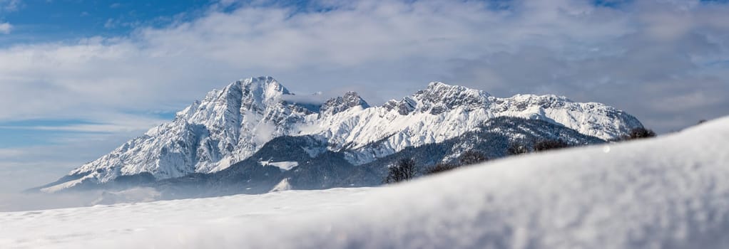 Idyllic scenery with snowy mountains Alps, Austria