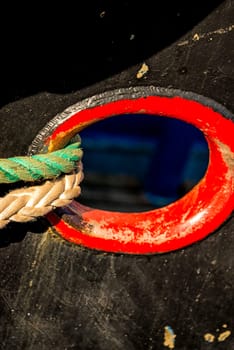 Mooring line of a trawler.
