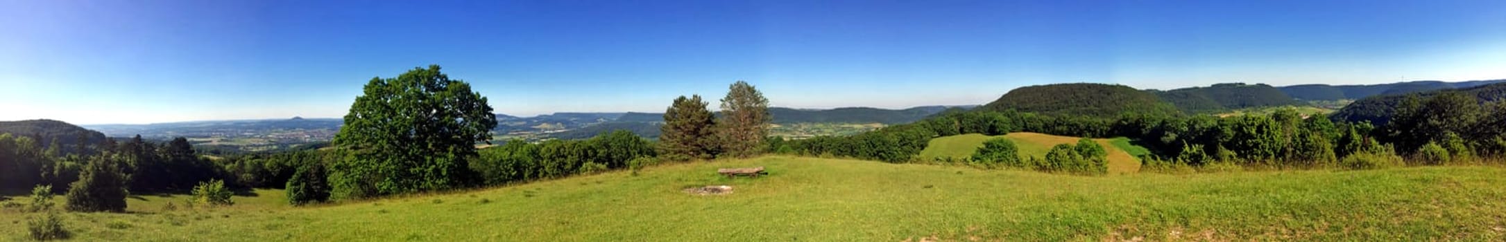 Panoramic view of the Celtic grave hill Burren to the South of .Germany