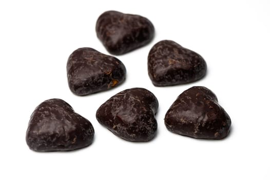 Dark chocolate hearts arranged in a charming display, perfect for special occasions or gifts of affection.