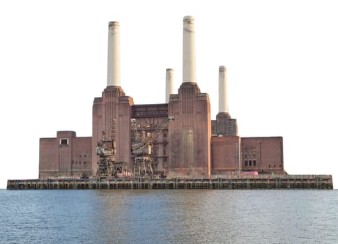 The Battersea Power Station in London isolated over white background